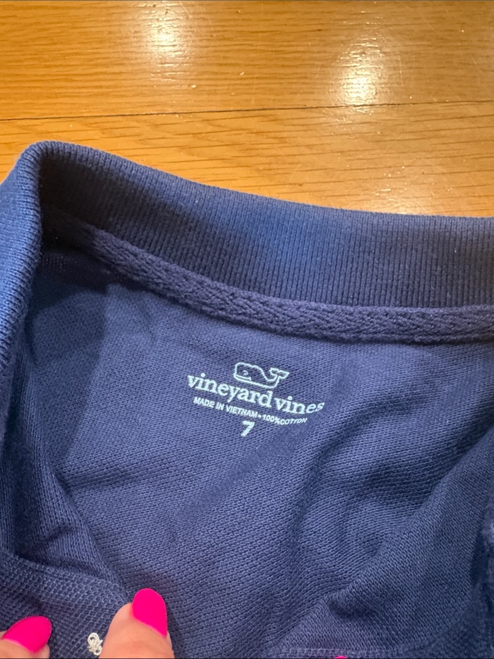 Vineyard Vines Boys Navy Blue Long Sleeve Polo - Picture 3 of 3